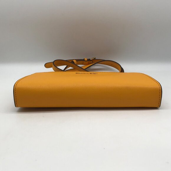 Michael Kors Sun Yellow Saffiano Leather Jet Set Travel Convertible Crossbody - Picture 5 of 11